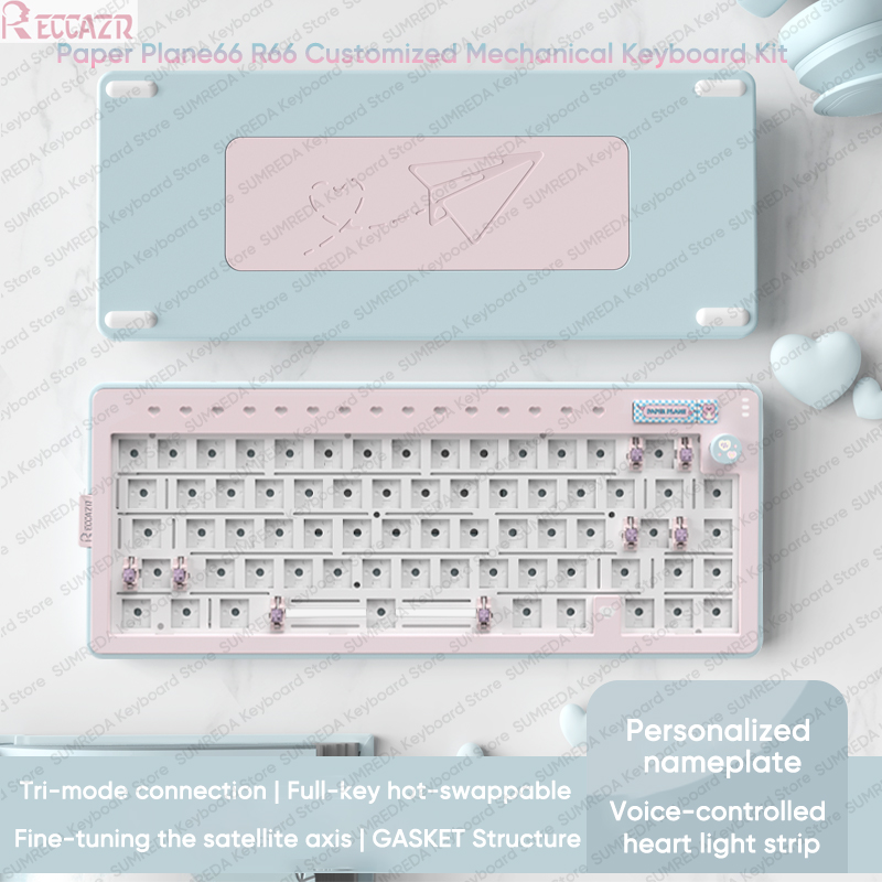 Gaming Keyboard Hot Swappable - Reccazr r66 papel plan66 kit de