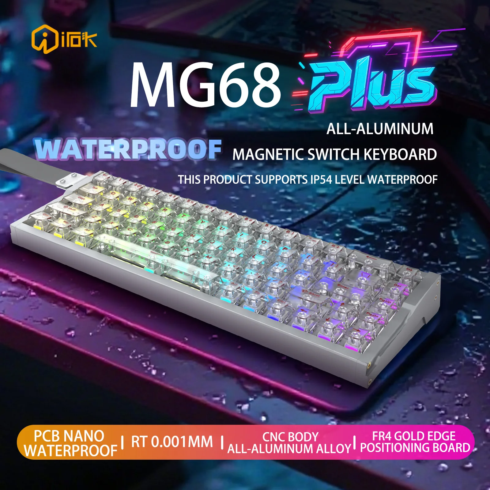 Gaming Keyboard Hot Swappable - IROK MG68 PRO 8K Interruptor Magnético