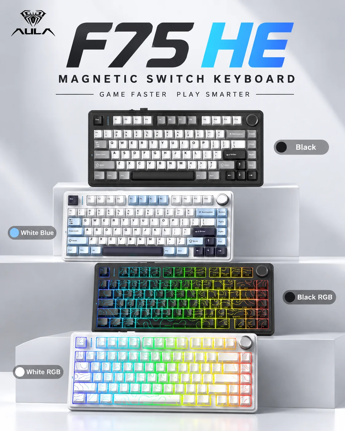 Gaming Keyboard Mechanical Wireless - Teclado Mecânico Gamer AULA F75 HE