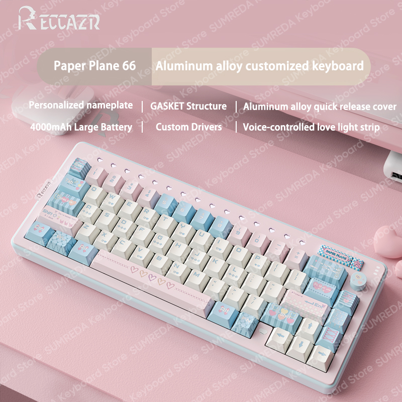 Reccazr r66 papel plan66 kit d - Gaming Keyboard Hot Swappable avaliação e preço