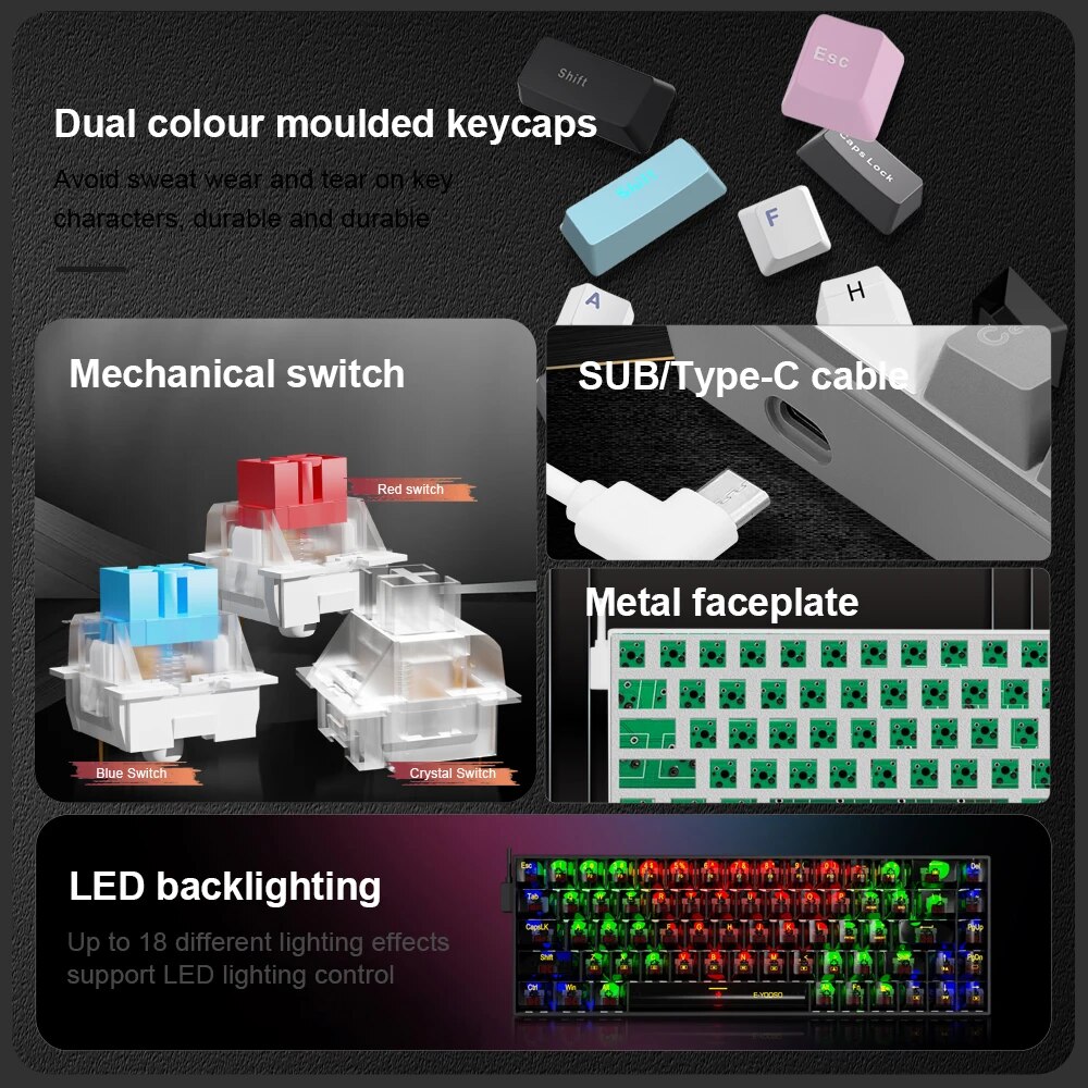 E-YOOO-Mini Slim Teclado Mecân - Gaming Keyboard Hand avaliação e preço