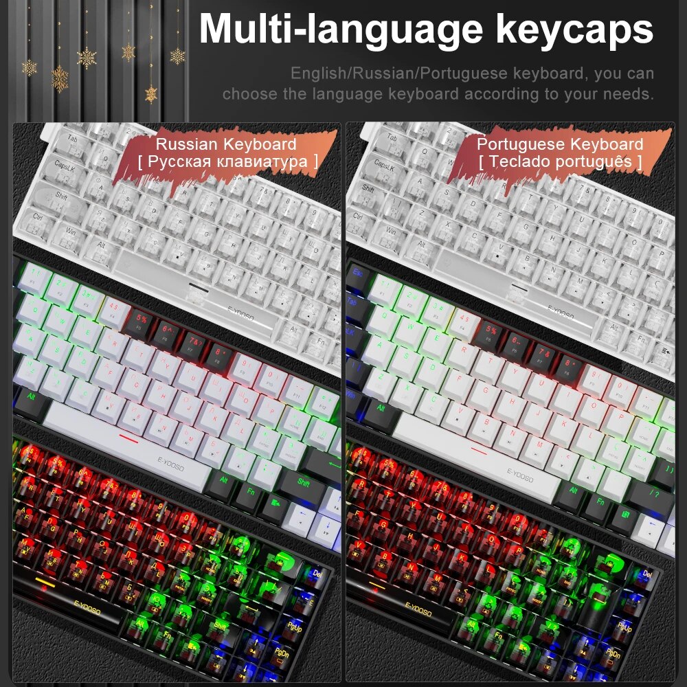 E-YOOO-Mini Slim Teclado Mecân - Gaming Keyboard Hand avaliação e preço