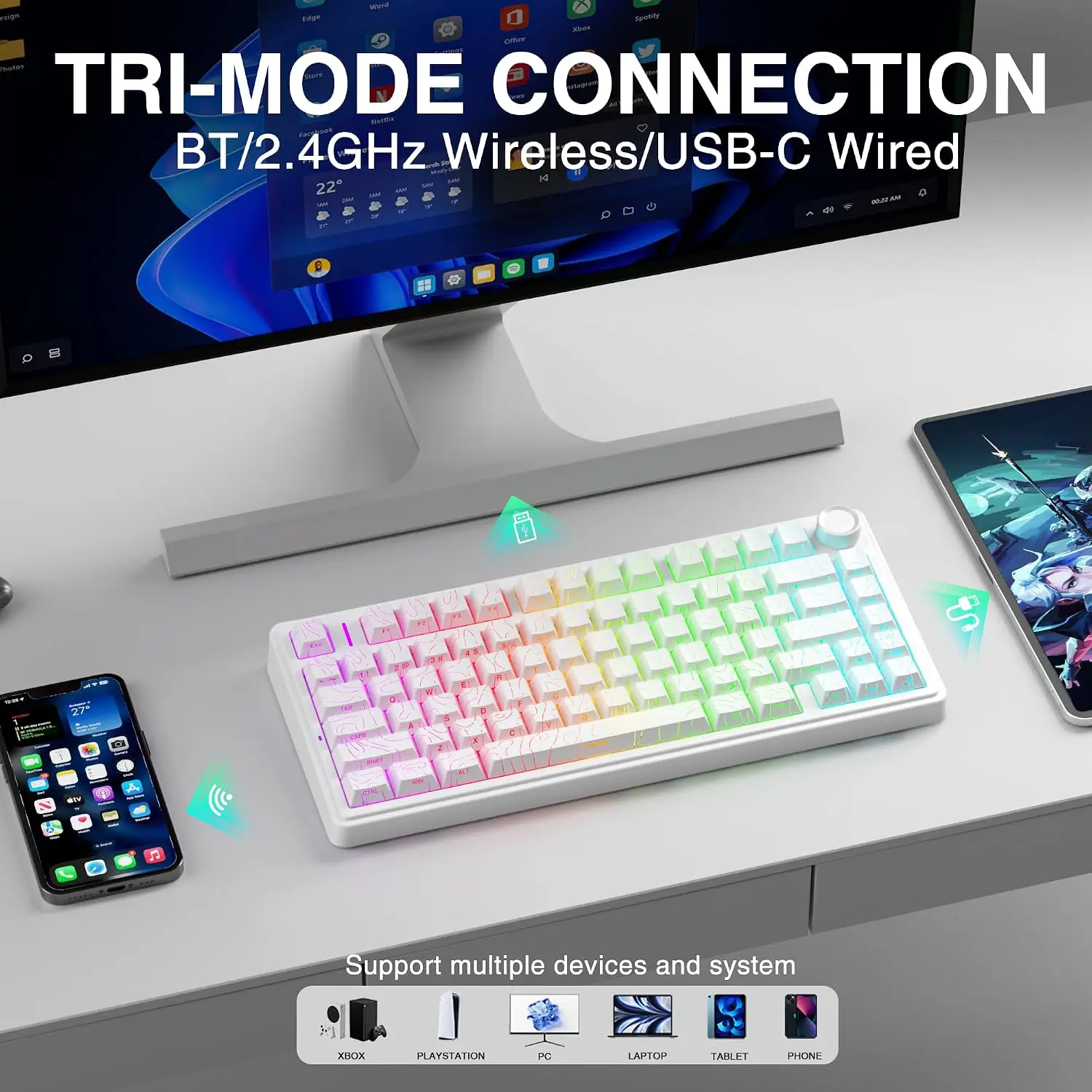 Teclado Mecânico Gamer AULA F7 - Gaming Keyboard Mechanical Wireless avaliação e preço