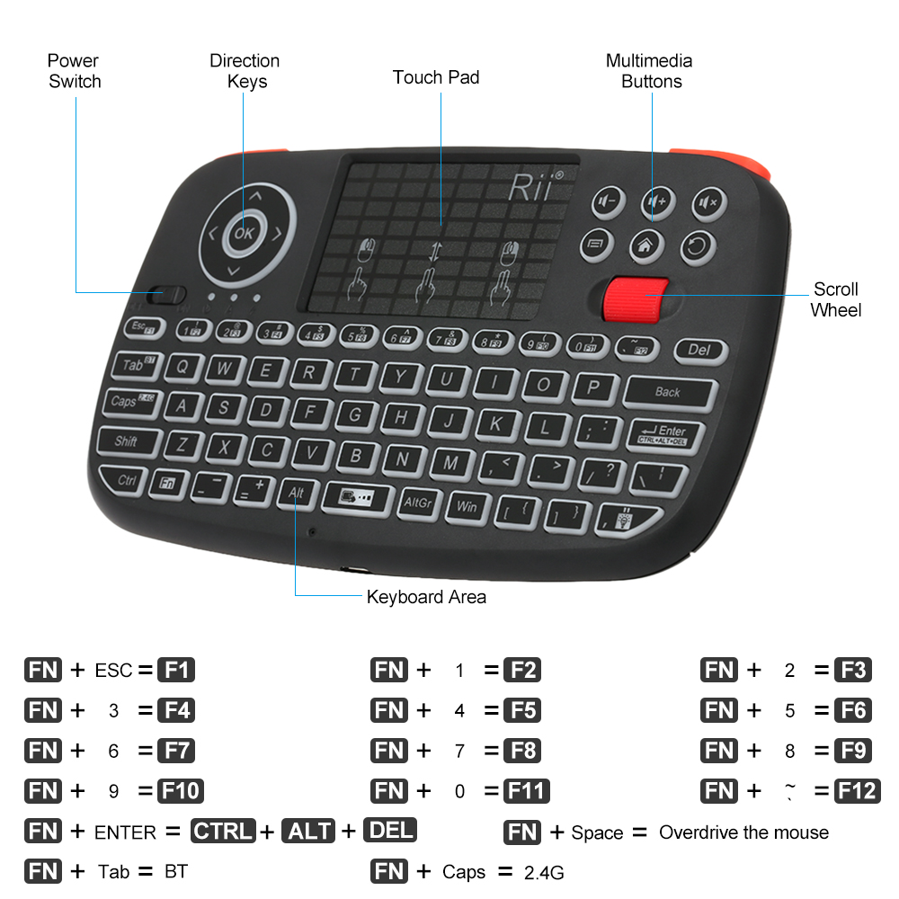 Teclado sem fio Rii I4 Mini BT - Gaming Keyboard Hand avaliação e preço